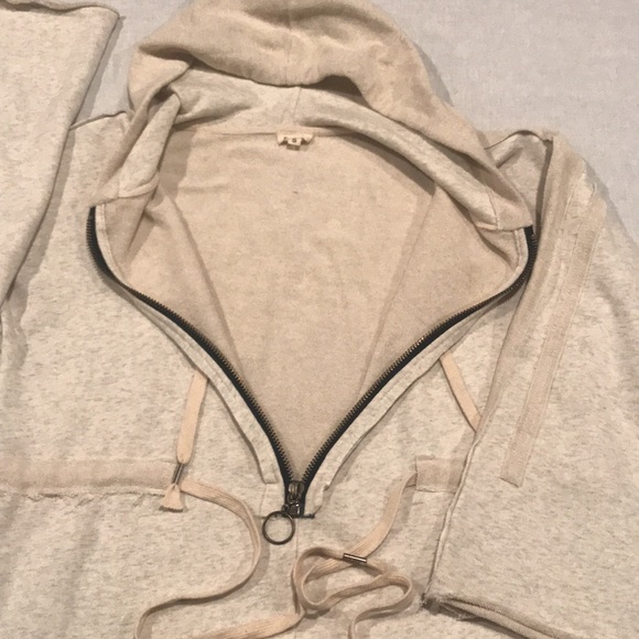 Unique 3/4 Zip Up Hoodie Jacket Drawstring Waist Wide Sleeves S - Picture 13 of 16
